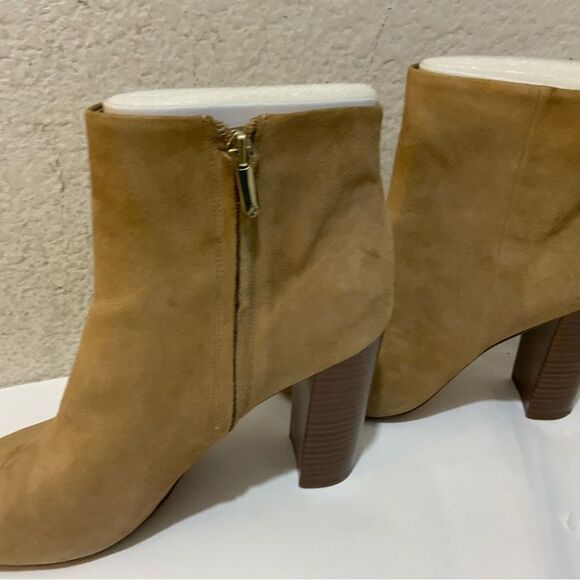 Sam Edleman Yarin Suede Camel Peeptoe Booties 10.5M - Picture 6 of 12